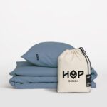 Pościel bawełniana PURE, HOP DESIGN - szaroniebieski