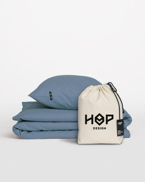 Pościel bawełniana PURE, HOP DESIGN - szaroniebieski - obrazek 1