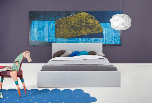 Minimalistyczne łóżko tapicerowane z zagłówkiem i pojemnikiem LOFT 140x200 - obrazek 1