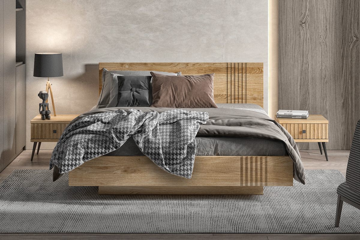 uc Łóżko lewitujące z pojemnikiem BALMORAL dąb 160x200 - obrazek 1