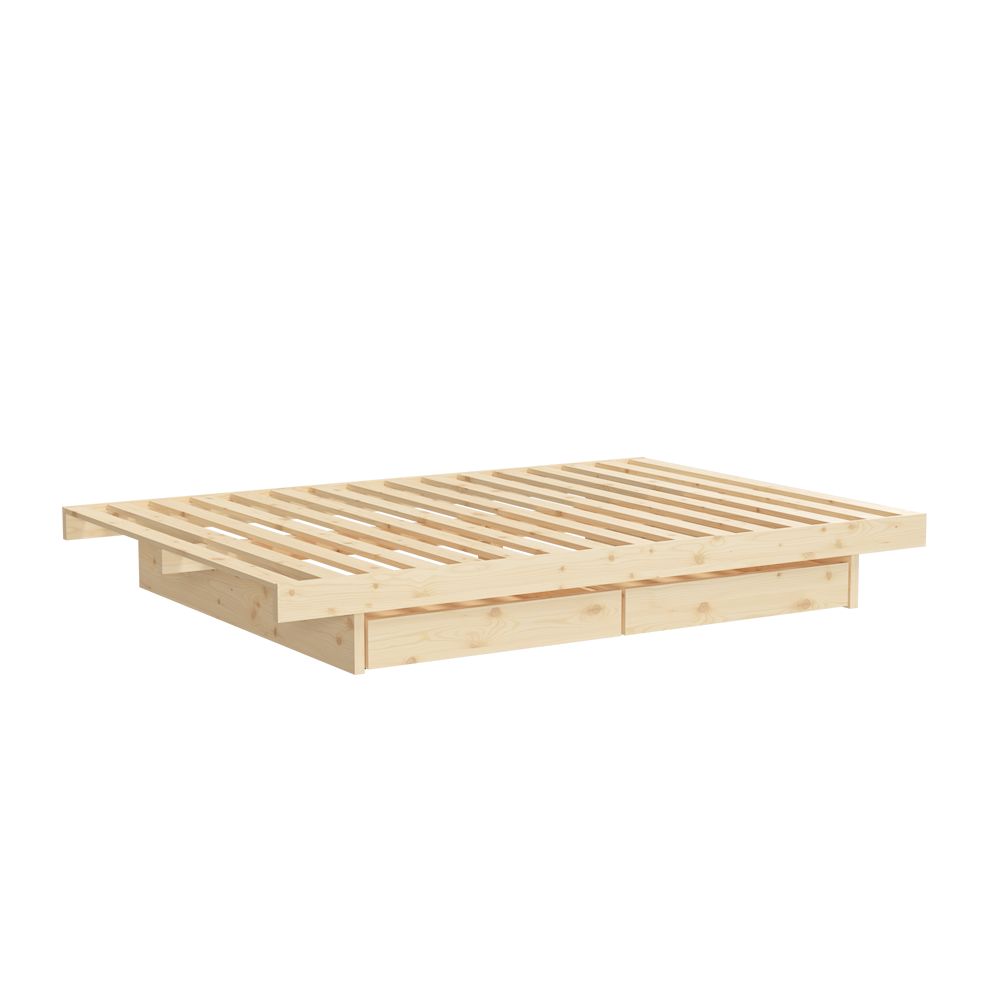 Karupdesign_kanso_withdrawers_180_432100180204_pine_raw_packshot_1 Łóżko KANSO BED RAW 180x200 z dwoma szufladami - obrazek 1