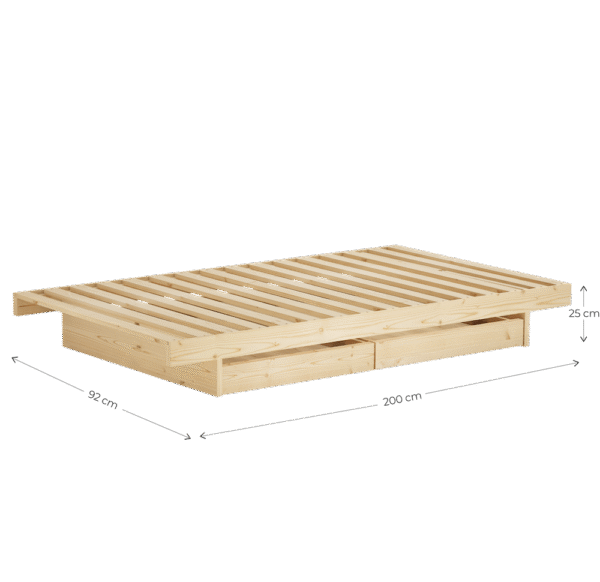 Łóżko KANSO BED RAW 90x200 z dwoma szufladami - obrazek 3