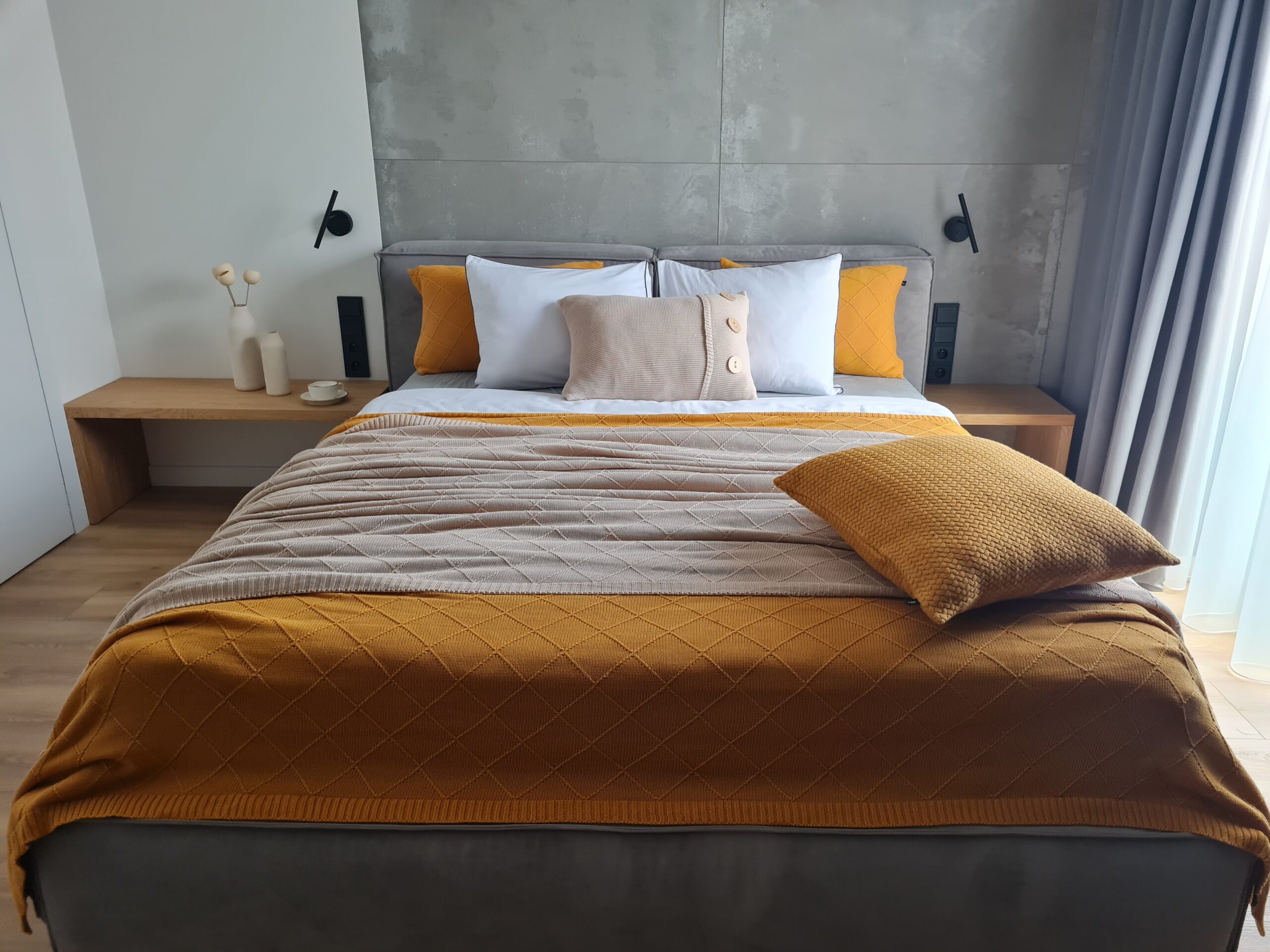 Narzuta ROMBY LaManta musztardowa 220x240 cm