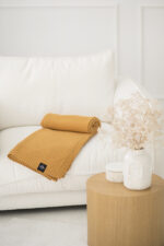 Pled PLECIONY LaManta musztardowy  130x160 cm