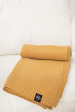 Pled PLECIONY LaManta musztardowy  130x160 cm - obrazek 3