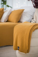 Pled ROMBY LaManta musztardowy 130x160 cm - obrazek 5