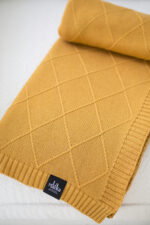 Pled ROMBY LaManta musztardowy 130x160 cm - obrazek 3