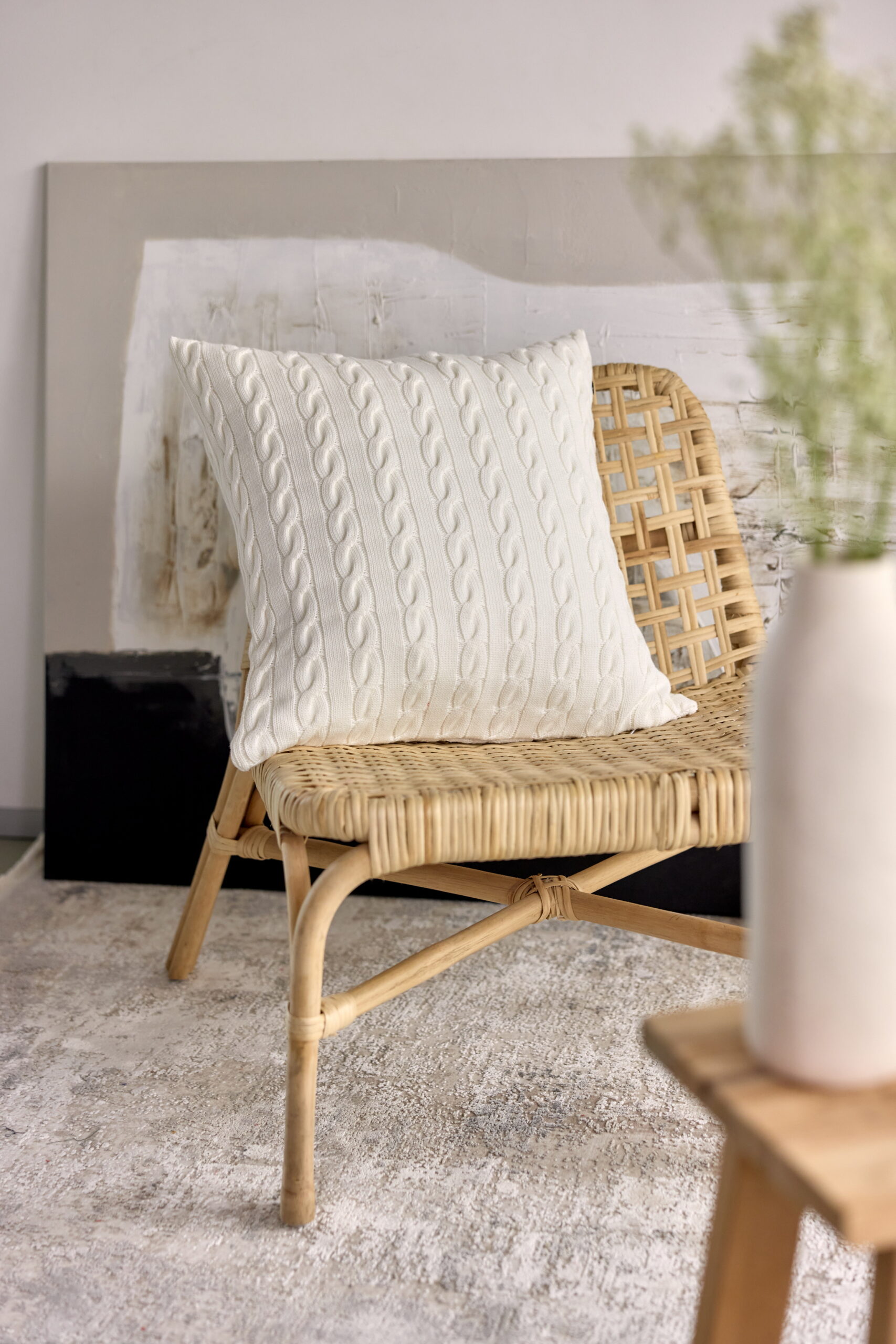 Poszewka WARKOCZ KWADRAT LaManta off white 50x50 cm