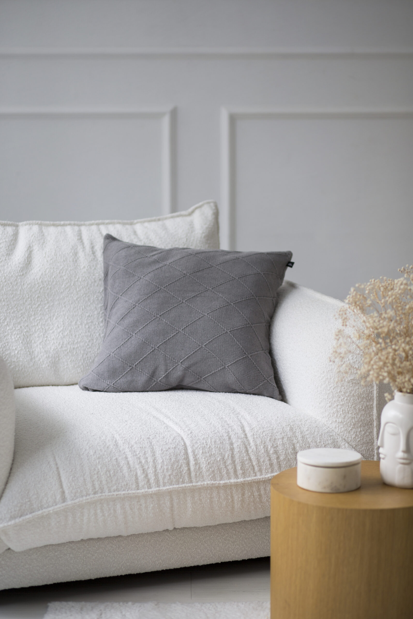 Poszewka ROMBY Kwadratowa LaManta szara 50x50 cm