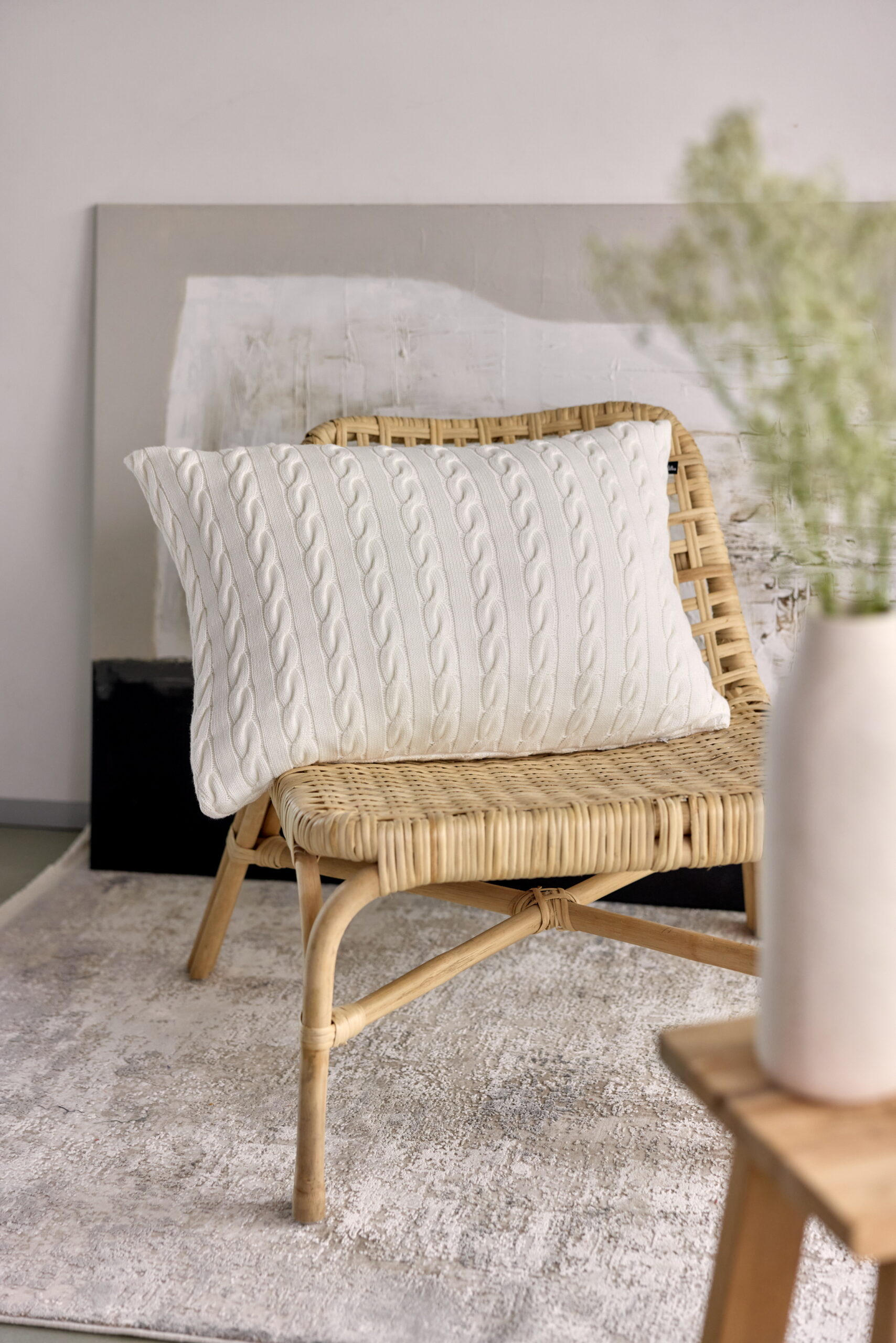 Poszewka WARKOCZ PODŁUŻNA LaManta off white 40x60 cm