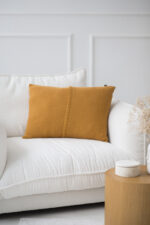 Poszewka Klasyczna  z przeszyciem LaManta musztardowa 40x60 cm