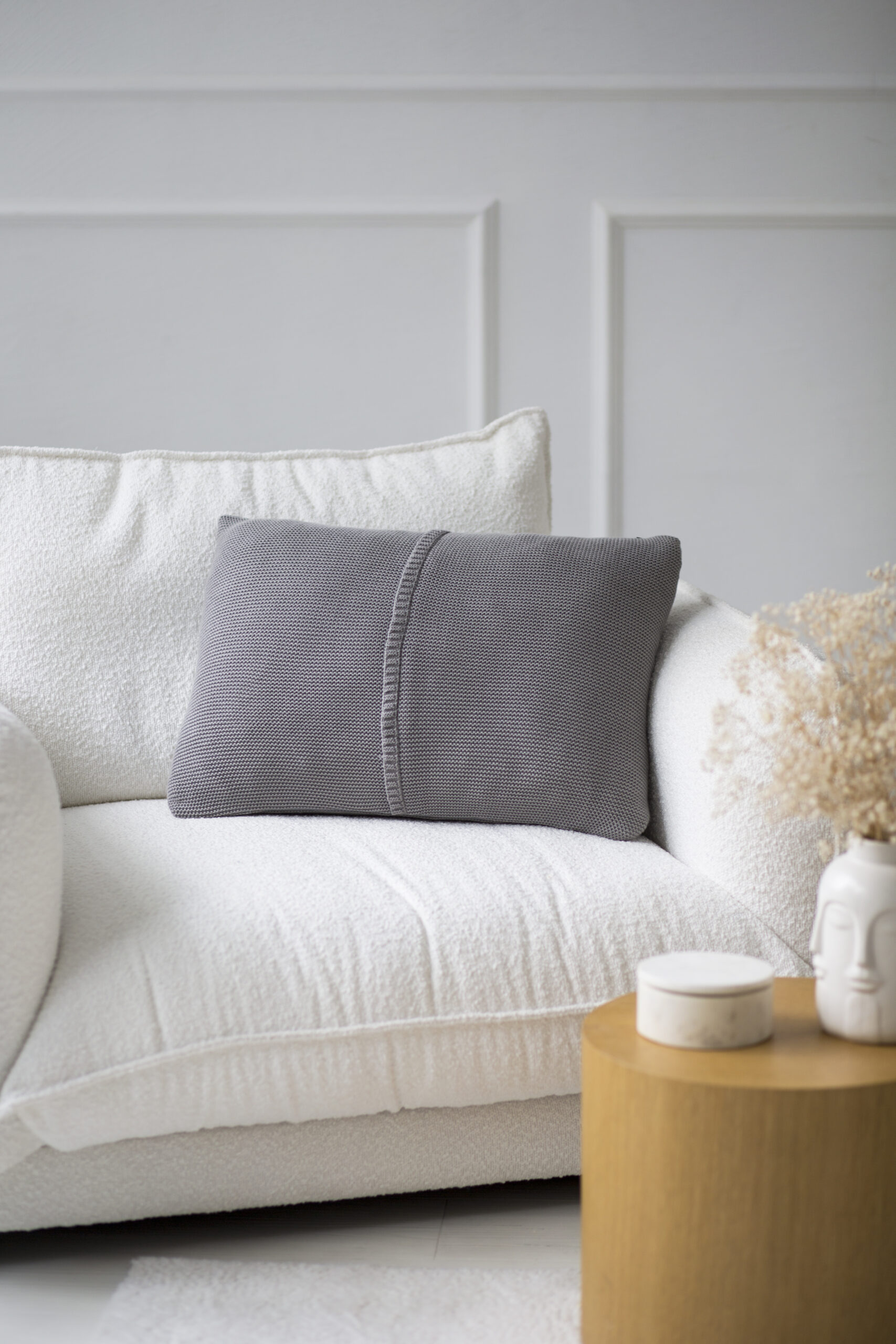 Poszewka Klasyczna  z przeszyciem LaManta szara 40x60 cm