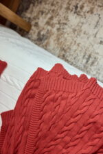 Pled Warkocz LaManta ceglasty 130x160 cm - obrazek 4