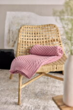 Pled Warkocz LaManta różowy 130x160 cm