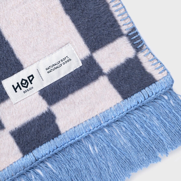 Koc bawełniany SOFT (kratka szaro-beżowa) HopDesign - obrazek 3