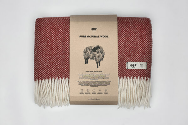Koc wełniany HopDesign – RURU (burgund) - obrazek 2