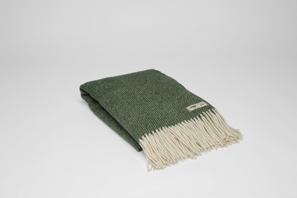 koc wełniany ALPAK zielony prążek