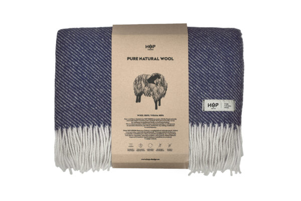 Koc wełniany HopDesign – RURU (granatowy) - obrazek 2