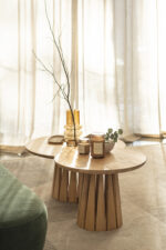 Drewniany stolik kawowy okrągły Sole – lite drewno dębowe - obrazek 2