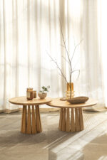 Drewniany stolik kawowy okrągły Sole – lite drewno dębowe - obrazek 6