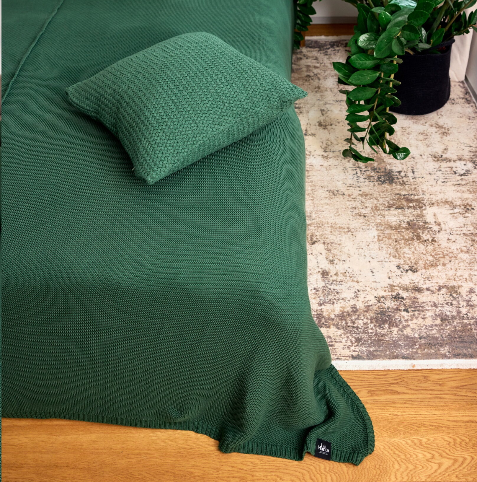 Poszewka Klasyczna Kwadratowa LaManta zielona 50x50 cm