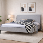 VEZO - tapicerowane delikatne łóżko z pochylonym zagłówkiem