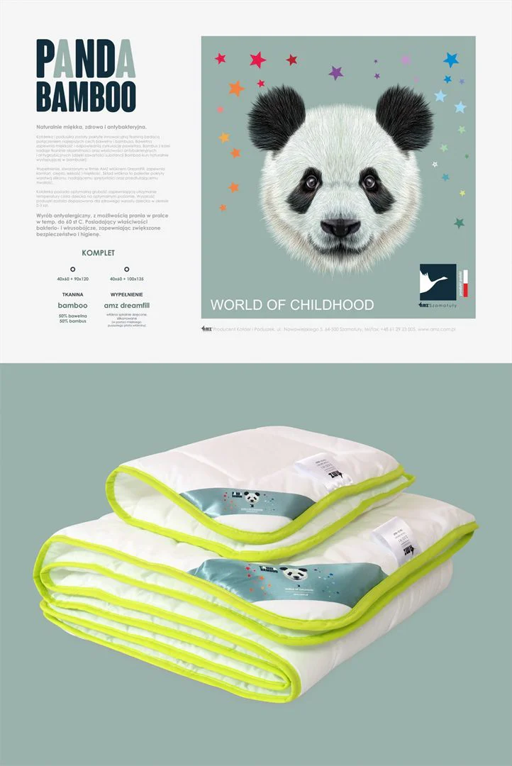 BABIES antyalergiczny komplet dziecięcy PANDA BAMBOO (kołderka i poduszka) - obrazek 4