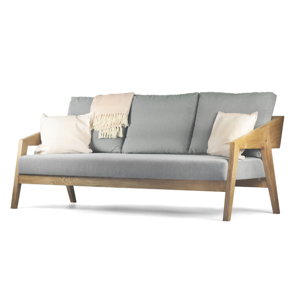 sofa tapicerowana piko, nogi dąb