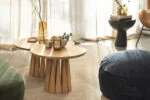 Drewniany stolik kawowy okrągły Sole – lite drewno dębowe